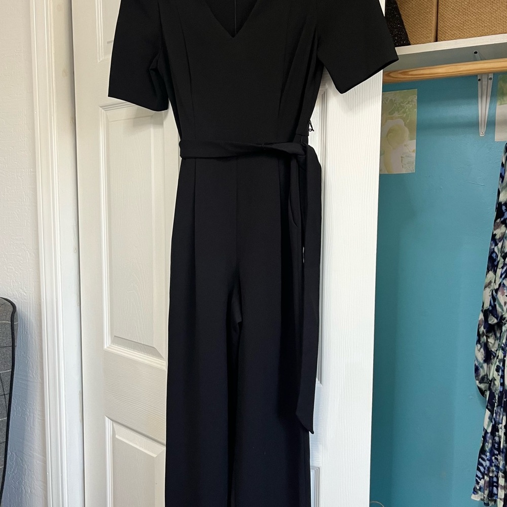 Classic Black Wrap Jumpsuit - Women's Staight Leg